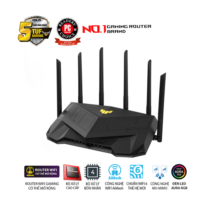 Gaming Router Wi-Fi 6 Băng tần kép chuẩn AX6000 ASUS TUF-AX6000