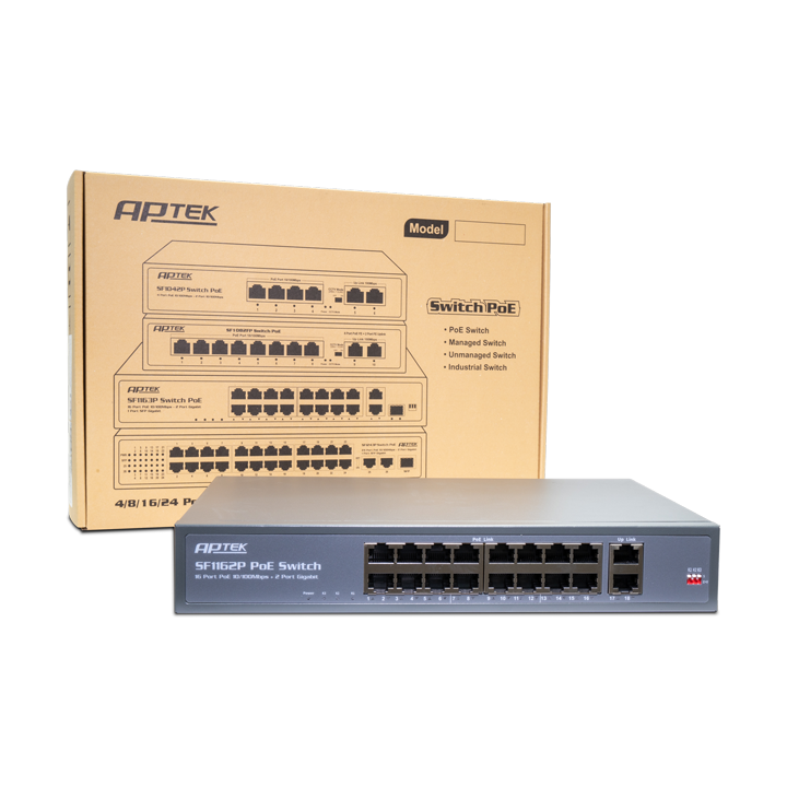 Switch 16 cổng 100Mbps PoE APTEK SF1162P