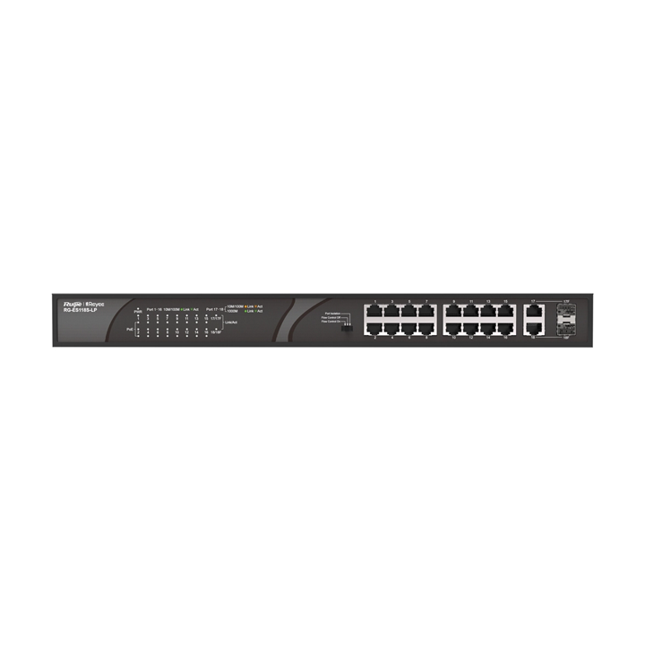 Unmanaged Switch 16 port 100M PoE + 2 Uplink REYEE RUIJIE RG-ES118S-LP