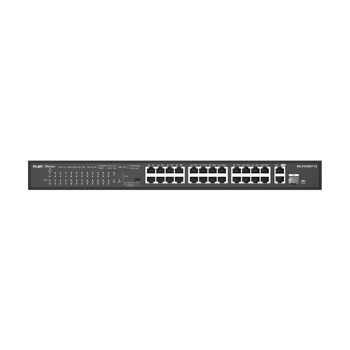 Switch 24 cổng 10/100Mbps PoE 370W Reyee Ruijie RG-ES126S-P V2