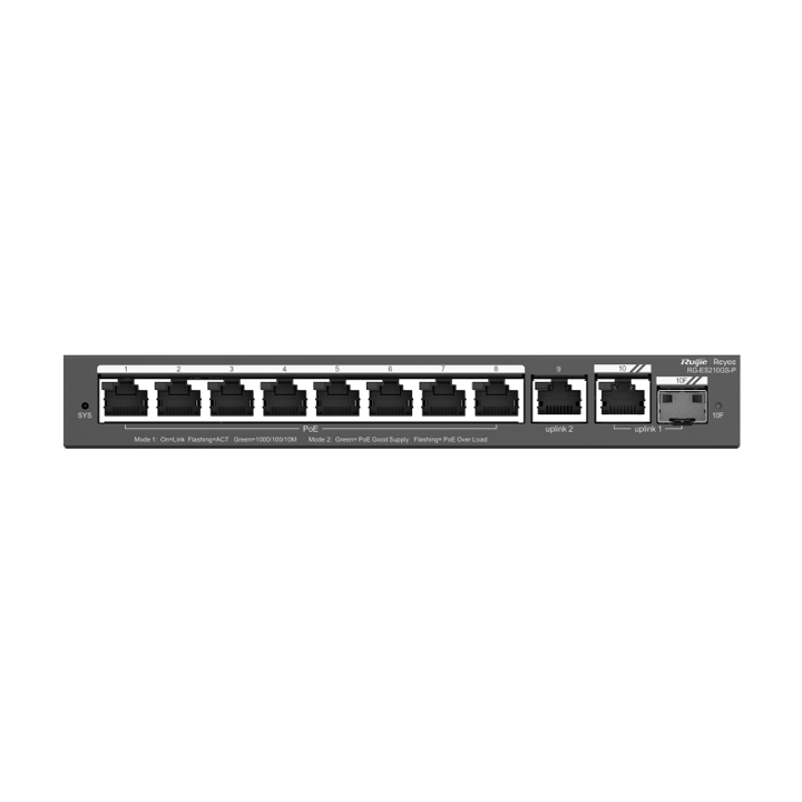 Smart Cloud Managed Switch 10 cổng PoE Gigabit Ruijie Reyee RG-ES210GS-P