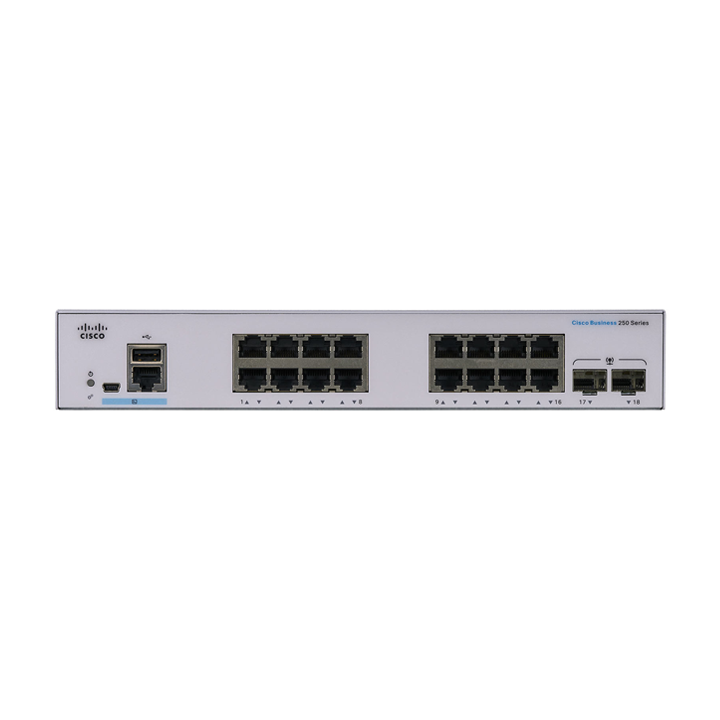 Smart Switch 16 cổng Gigabit + 2 x 1G SFP Cisco CBS250-16T-2G-EU