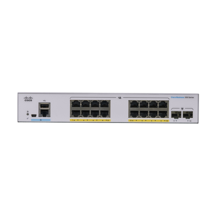 Managed Switch 16 cổng Gigabit PoE 240W + 2 cổng 1G SFP Cisco CBS350-16FP-2G-EU