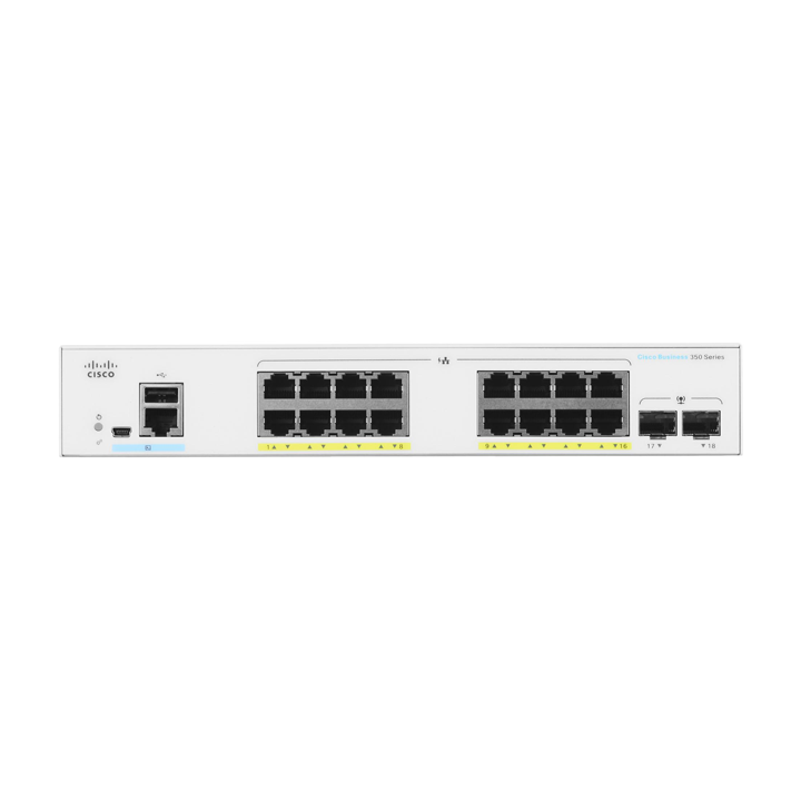 Managed Switch 16 cổng Gigabit PoE 120W + 2 cổng 1G SFP Cisco CBS350-16P-E-2G-EU