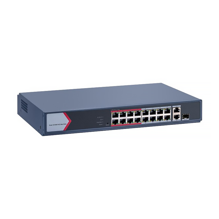 Switch 16 cổng 100Mbps PoE Hikvision DS-3E1318P-EI/M