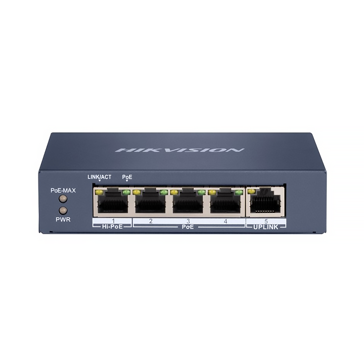 Switch 4 cổng Gigabit PoE + 1 cổng Uplink Gigabit Hikvision DS-3E0505HP-E