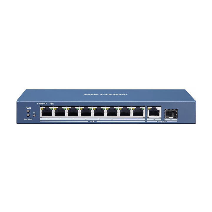 Switch 8 cổng Gigabit PoE + 1 khe cắm SFP Gigabit Hikvision DS-3E0510P-E/M