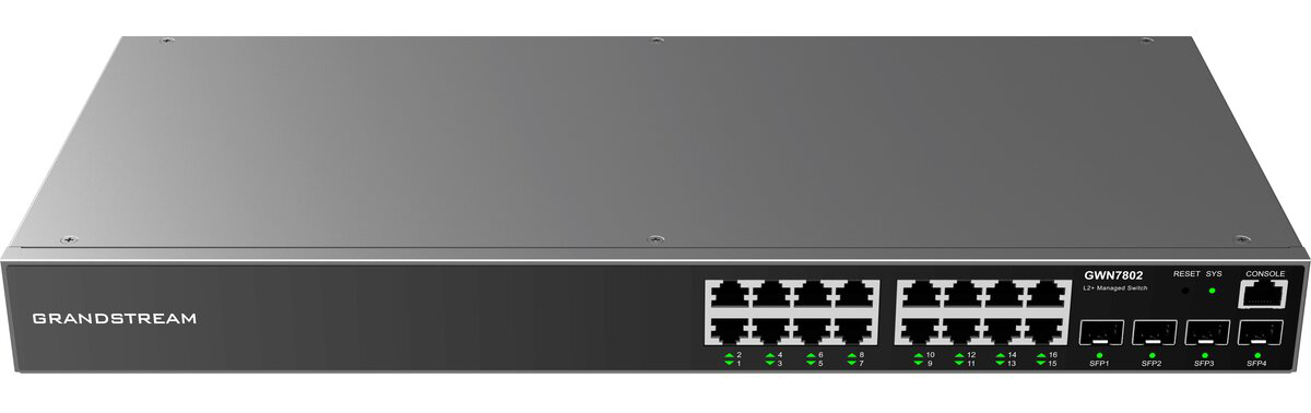 Switch 16 cổng Gigabit Layer 2+ Grandstream GWN7802