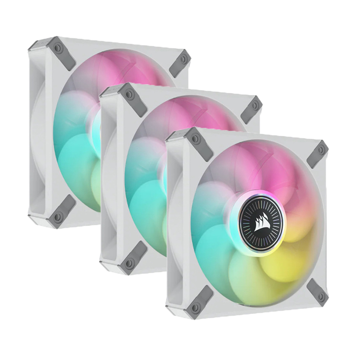 Bộ 3 quạt 120mm Corsair ML120 Trắng RGB kèm Node Core CO-9050117-WW