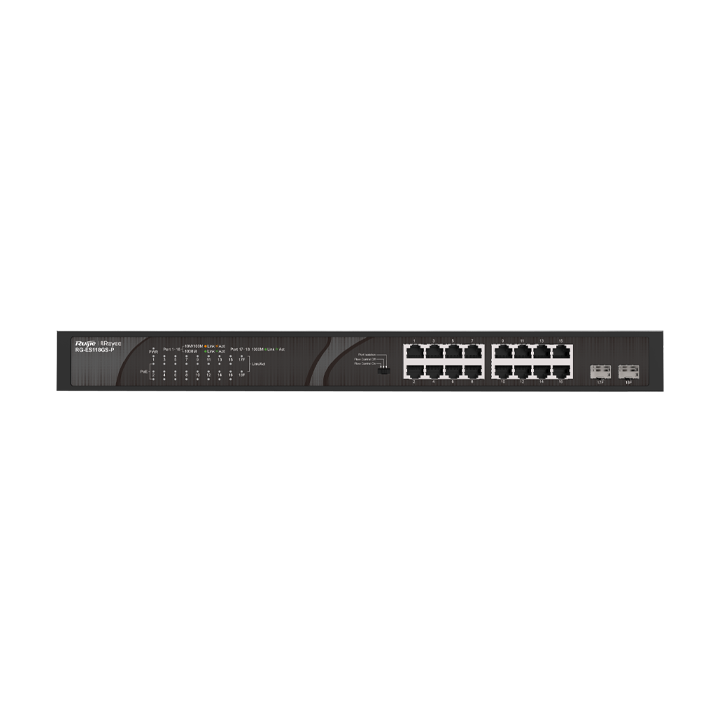 Switch Reyee Ruijie RG-ES118GS-P (16 cổng 1G RJ45 PoE 247W + 2 cổng 1G SFP Uplink)