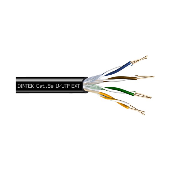 Cáp mạng chịu nhiệt ngoài trời CAT.5e U/UTP 24AWG 305m DINTEK 1101-03024 (có gel chống ẩm)