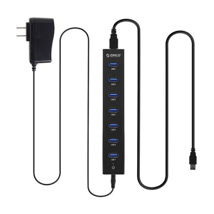 Bộ chia USB HUB 7 cổng USB 3.0 ORICO H7013-U3-AD-BK