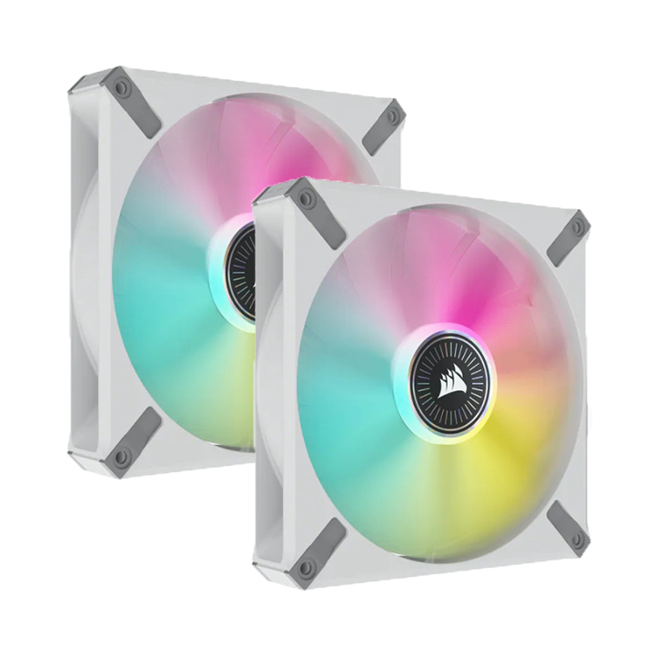 Bộ 2 quạt máy tính 140mm Corsair ML140 Trắng RGB kèm Node Core CO-9050119-WW