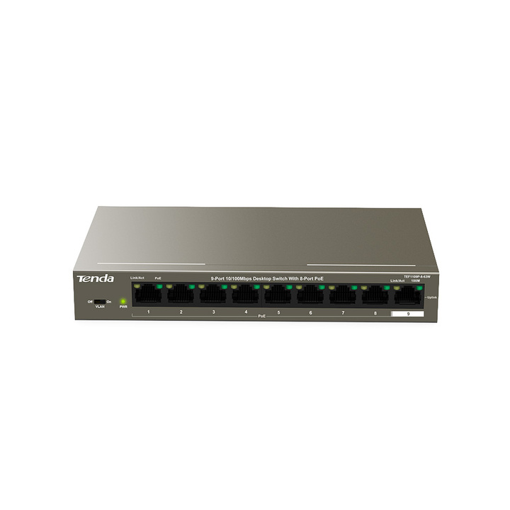 Switch PoE 9 cổng 10/100Mbps TENDA TEF1109P-8-63W