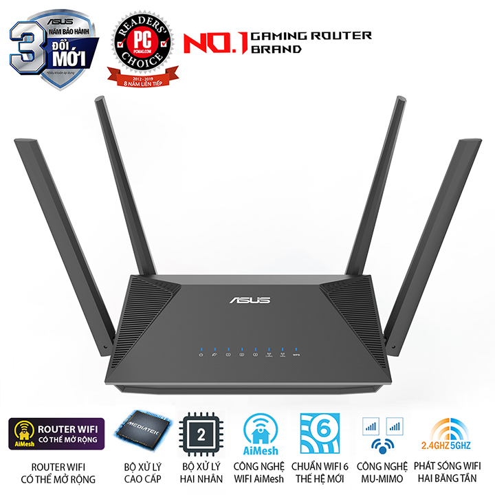 Router Wi-Fi 6 Băng tần kép AX1800 ASUS RT-AX52