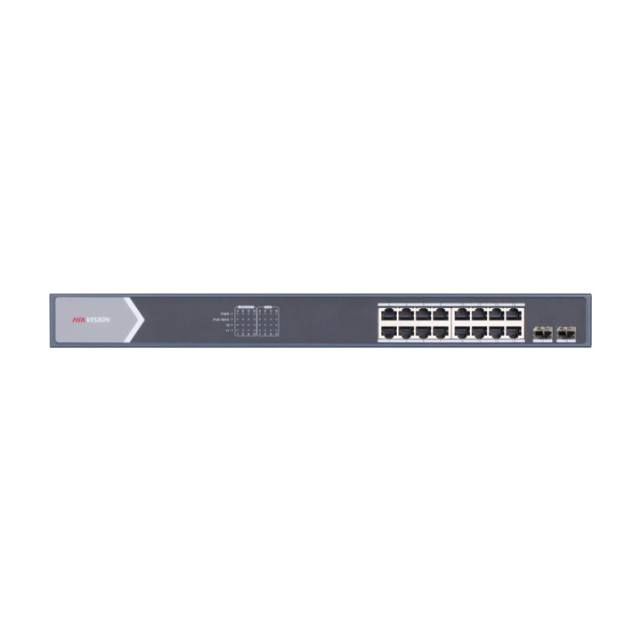 Switch 16 cổng PoE Gigabit + 2 khe SFP 1G Hikvision DS-3E0518P-E/M