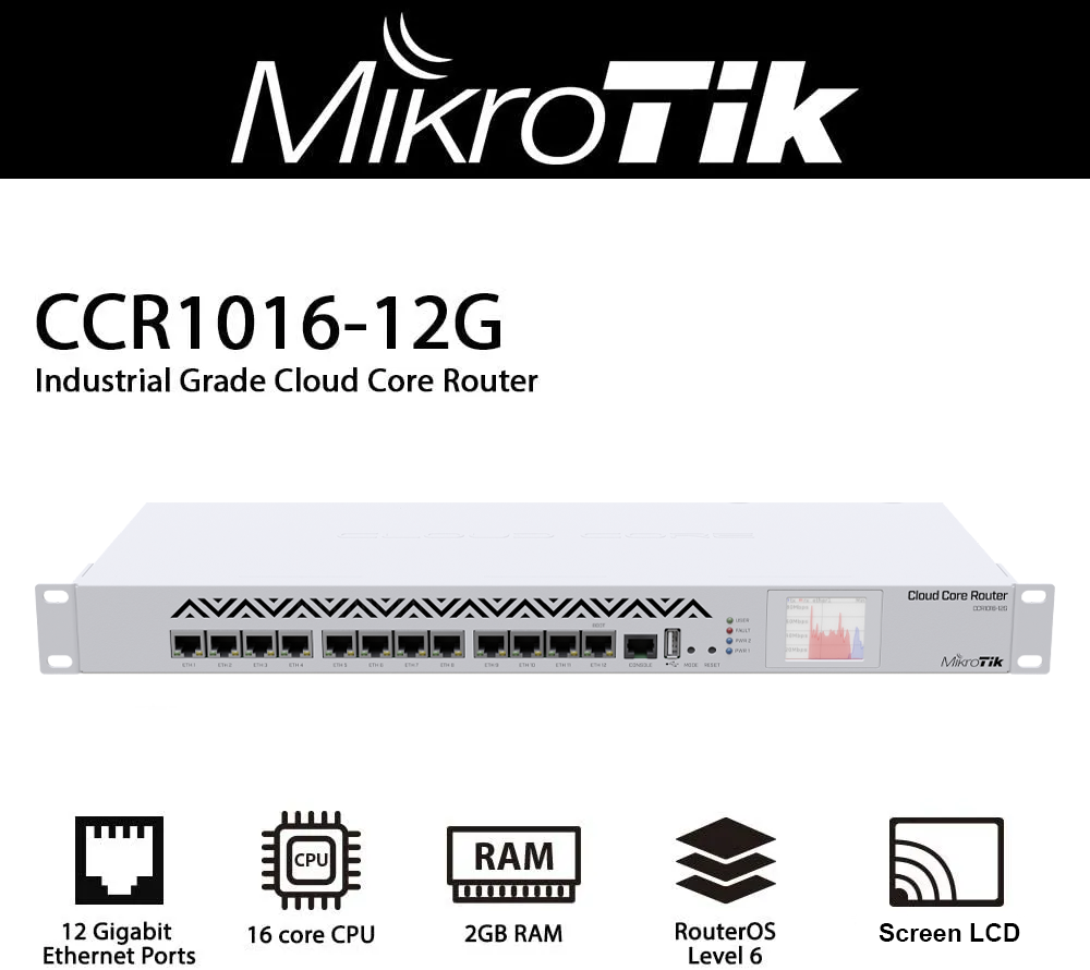 Router cân bằng tải 12 Port MikroTik CCR1016-12G