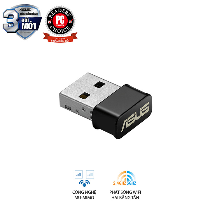 USB Wi-Fi Băng tần kép chuẩn AC1200 ASUS USB-AC53 Nano