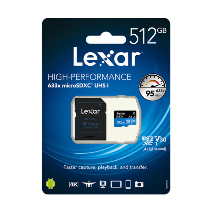 Thẻ nhớ Lexar MicroSDXC  512GB – Class 10, U3, V30, A1