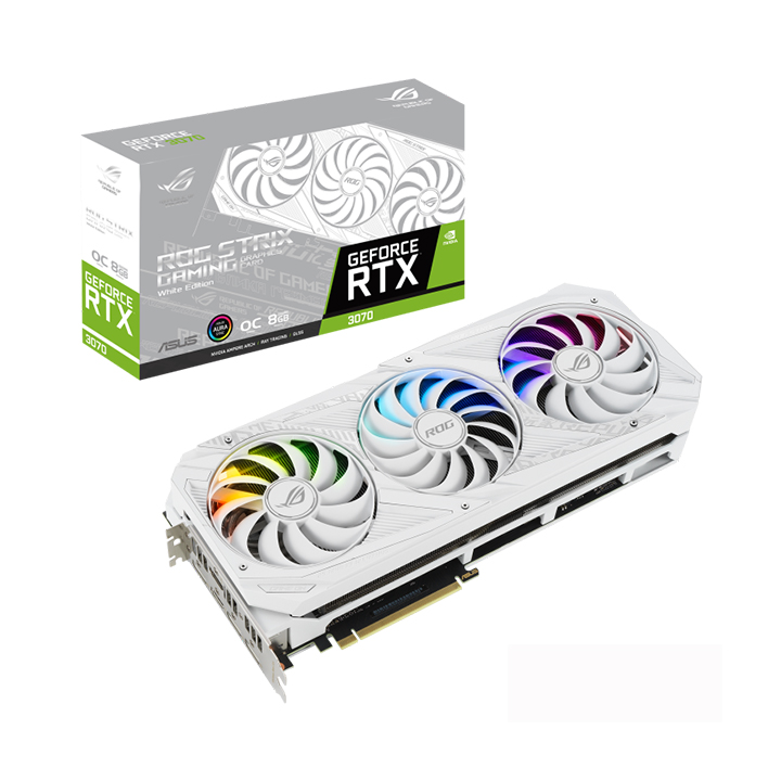 Card màn hình Asus ROG STRIX GeForce RTX 3070 White OC Edition O8GB GDDR6