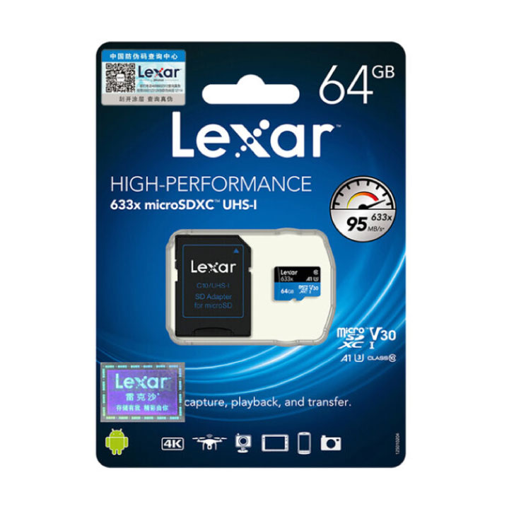 Thẻ nhớ Lexar MicroSDXC  64GB – Class 10, U3, V30, A1