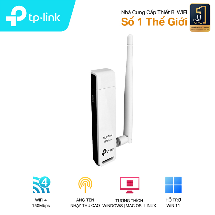 USB Wi-Fi tốc độ 150Mbps TP-Link TL-WN722N