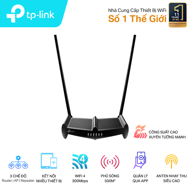 Router wifi Công suất cao tốc độ 300Mbps chuẩn N TP-Link TL-WR841HP