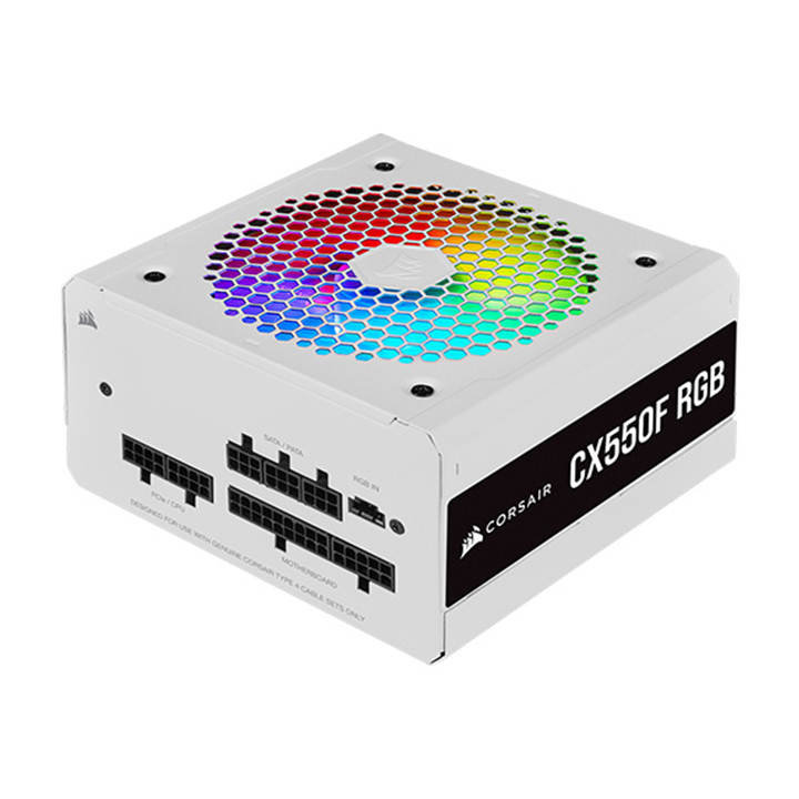 Nguồn Corsair CX550F RGB White 80 Plus Bronze Full Modul - CP-9020225-NA