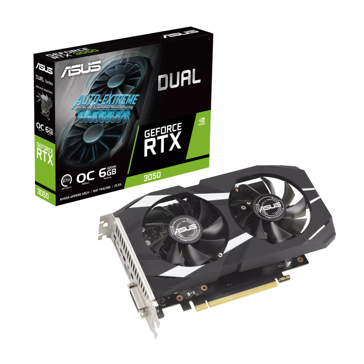 Card màn hình ASUS Dual GeForce RTX™ 3050 OC Edition 6GB GDDR6 (DUAL-RTX3050-O6G)