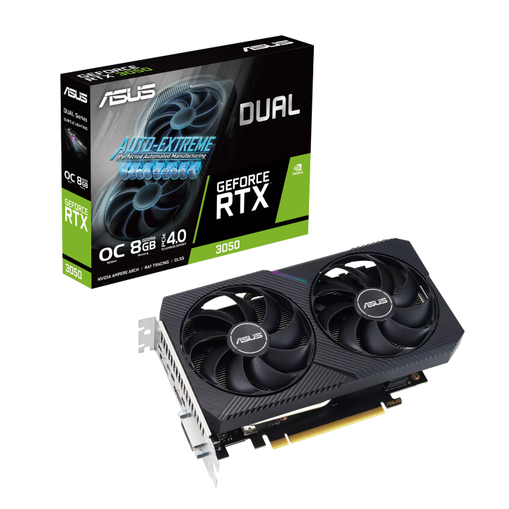 Card màn hình ASUS Dual GeForce RTX™ 3050 V2 OC Edition 8GB GDDR6 (DUAL-RTX3050-O8G-V2)