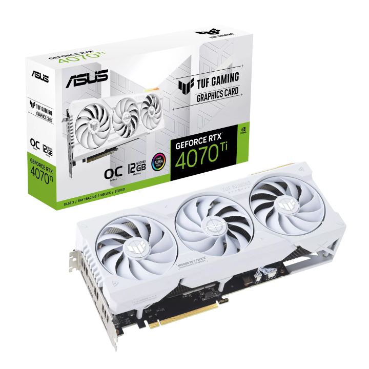 Card màn hình ASUS TUF Gaming GeForce RTX™ 4070 Ti White OC Edition 12GB GDDR6X (TUF-RTX4070TI-O12G-WHITE-GAMING)