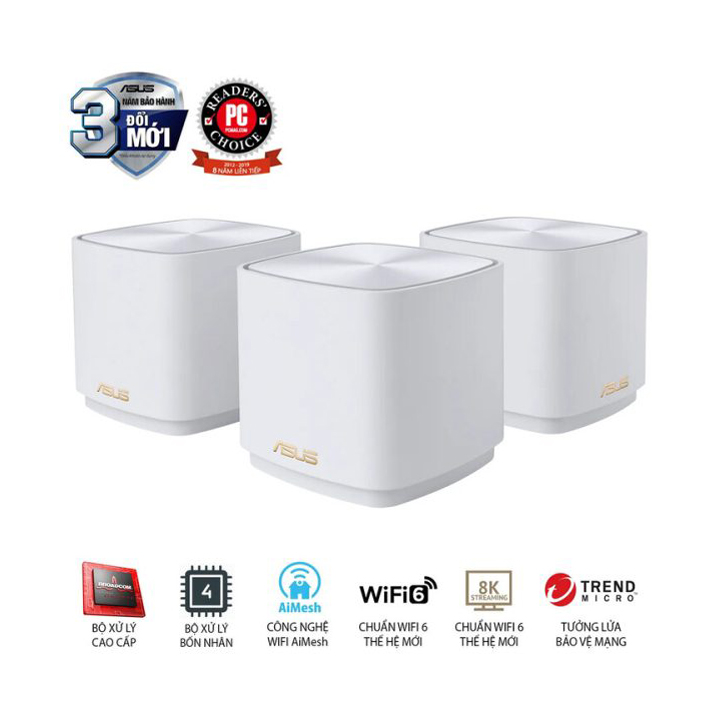 Bộ phát WiFi Mesh Router ASUS Gia Đình AX1800 XD4 (W-3-PK)