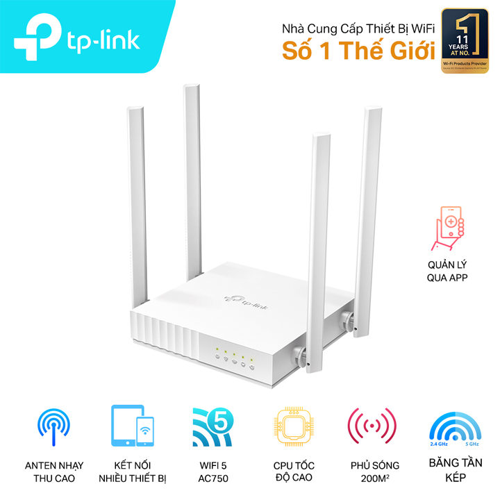 Router Wi-Fi Băng Tần Kép AC750 TP-Link Archer C24