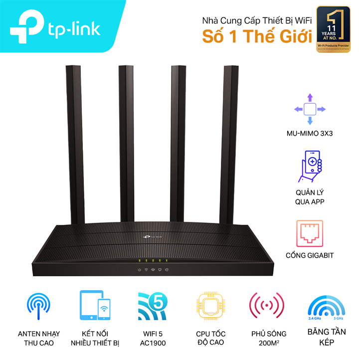 Router Wi-Fi Băng tần kép AC1900 TP-Link Archer C80