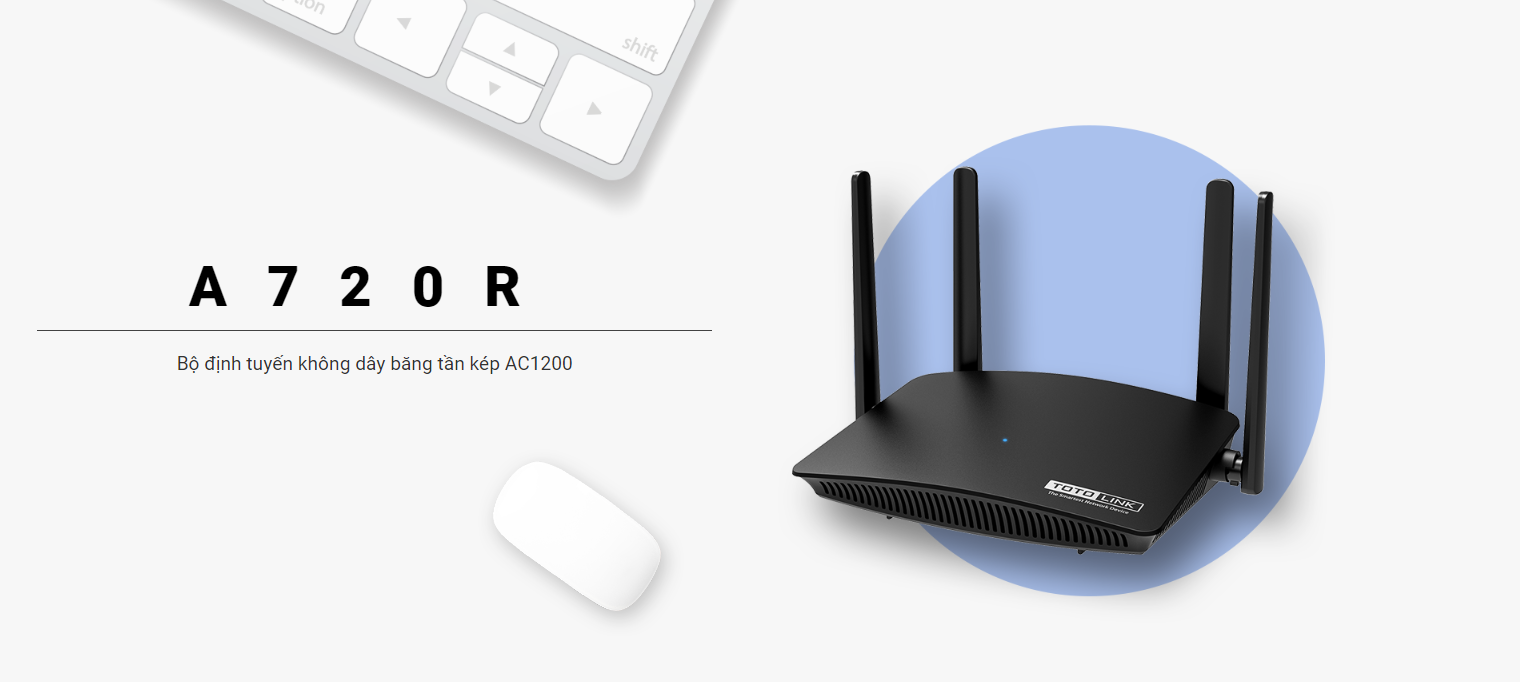 Router Wi-Fi băng tần kép AC1200 TOTOLINK A720R