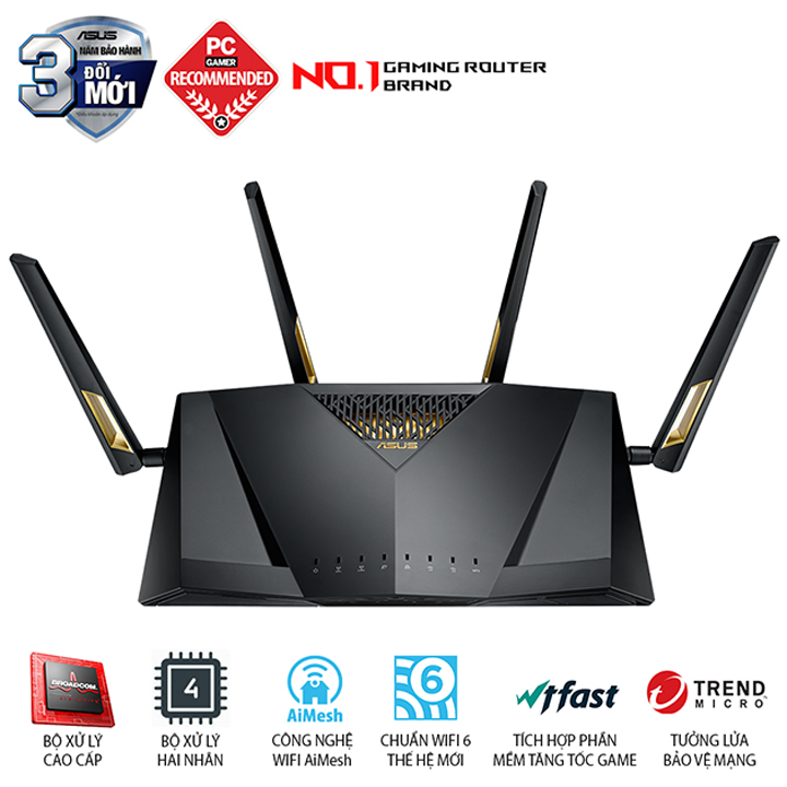 Gaming Router ASUS AX6000 Dual Band WiFi 6 RT-AX88U