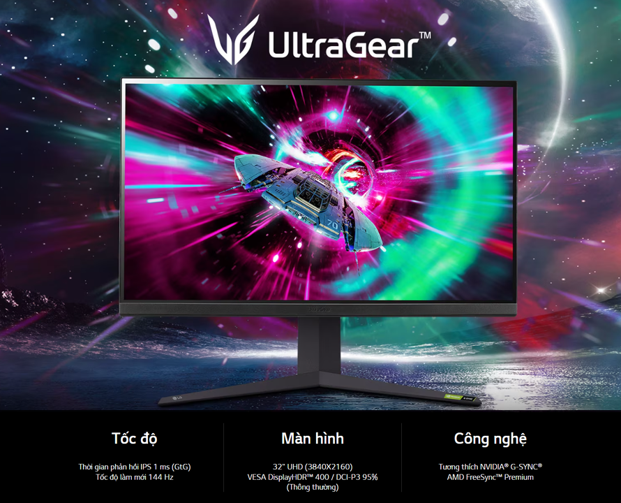 Màn hình LG UltraGear 32GR93U-B 32″ IPS 4K 144Hz