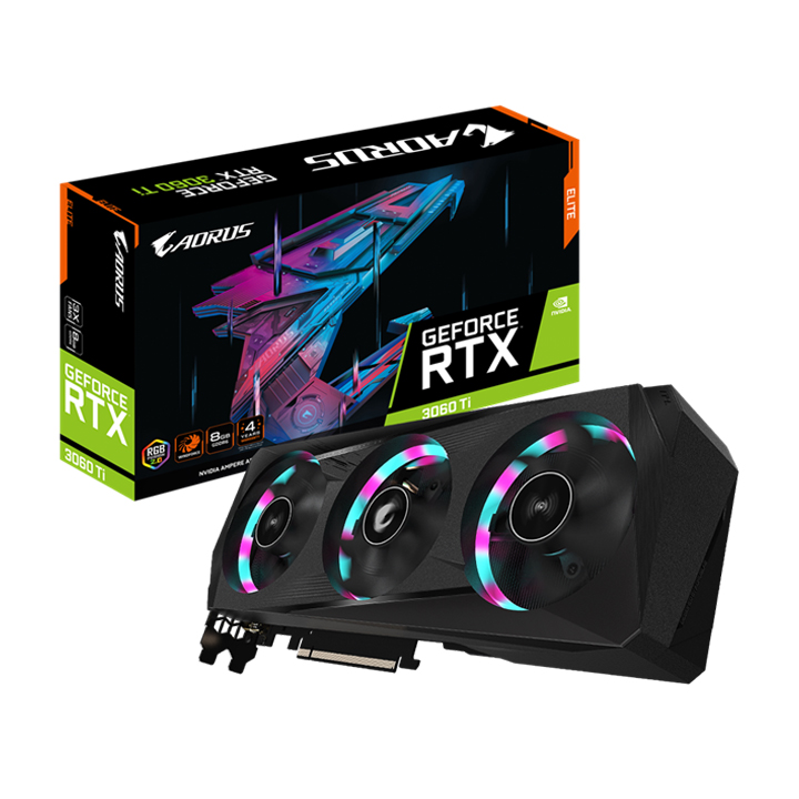 Card màn hình Gigabyte AORUS GeForce RTX™ 3060 Ti ELITE 8G GV-N306TAORUS E-8GD