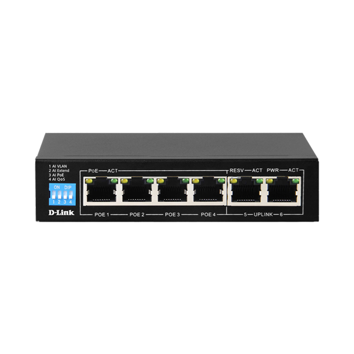 Switch 6 Port 10/100 with 4 PoE port D-Link DES-F1006P