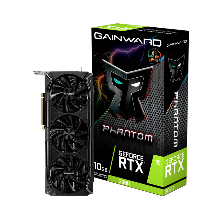 Card màn hình Gainward RTX 3080 PHANTOM+ 10GB GDDR6X 320bit 3-DP HDMI (NED3080U19IA-1020M)