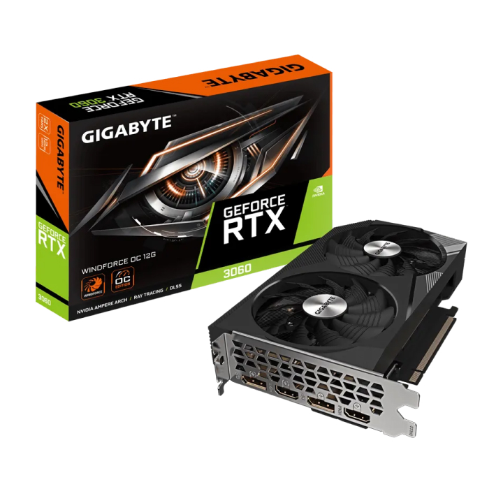 Card màn hình GIGABYTE GeForce RTX™ 3060 WINDFORCE OC 12G (N3060WF2OC-12GD)