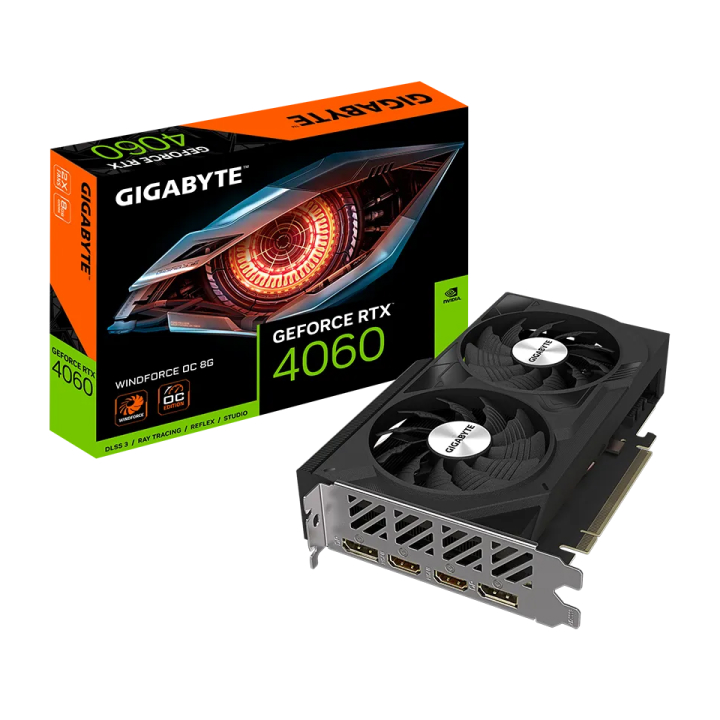 Card màn hình GIGABYTE GeForce RTX™ 4060 WINDFORCE OC 8G (N4060WF2OC-8GD)