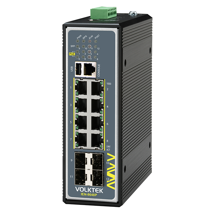 Bộ chuyển mạch công nghiệp VOLKTEK IEN-8648PA POE  8 Port