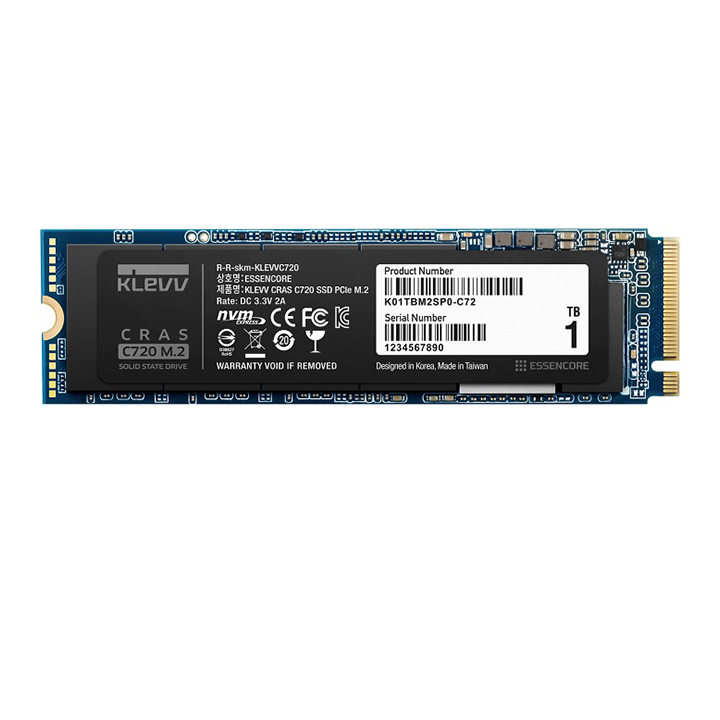 Ổ cứng SSD Klevv CRAS C720 1TB M2 2280 NVMe PCIe Gen3x4 – K01TBM2SP0-C72 (Read/Write 3400/3100 MB/s, TLC Nand)