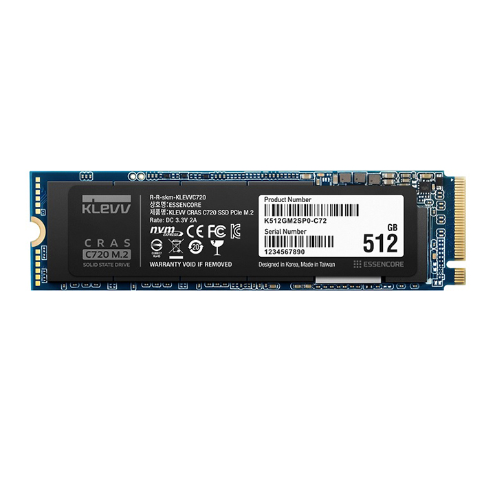 Ổ cứng SSD Klevv CRAS C720 512GB M2 2280 NVMe PCIe Gen3x4 – K512GM2SP0-C72 (Read/Write 3400/2400 MB/s, TLC Nand)