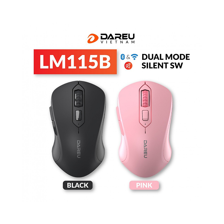 Chuột Không Dây DAREU LM115B Bluetooth 5.0 2.4G Silent Switch