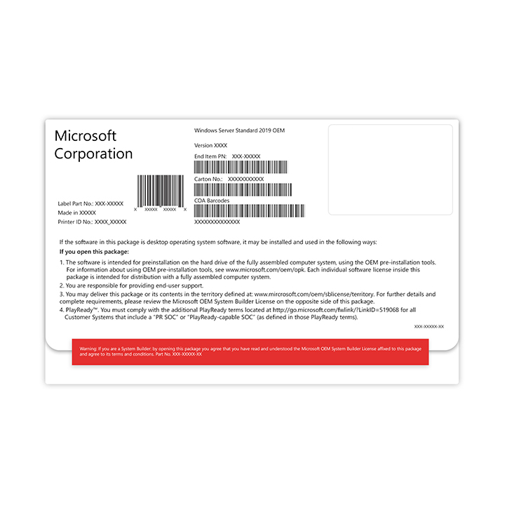 Phần mềm Windows Server Std 2019 64Bit English 1pk DSP OEI DVD 16 Core (P73-07788)