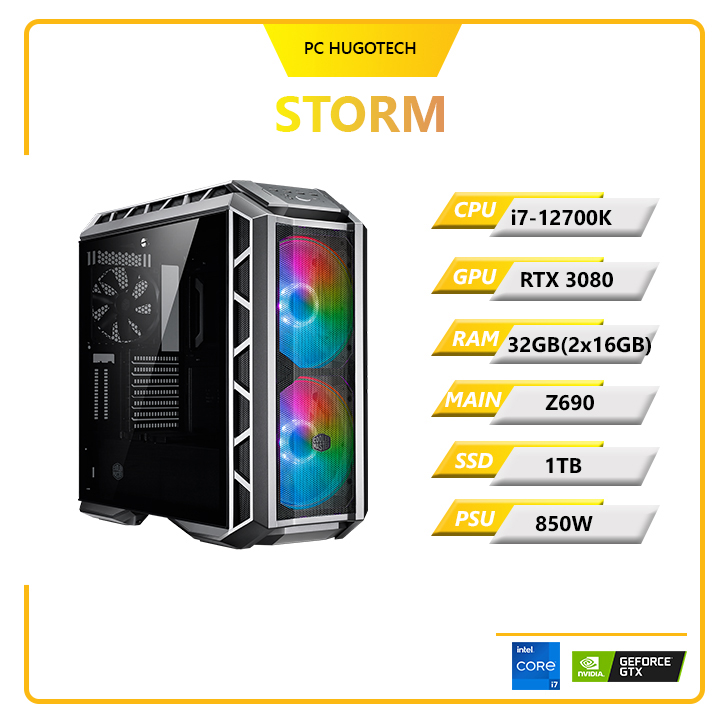 PC Hugotech Storm 3080 (i7-12700K/VGA RTX 3080/RAM 32GB(2x16GB)/Z690/SSD 1TB/850W)