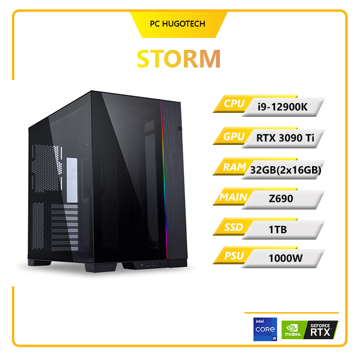 PC Hugotech Storm 3090 Ti(i9-12900K/VGA RTX 3090 Ti/RAM 32GB(2x16GB)/Z690/SSD 1TB/1000W)