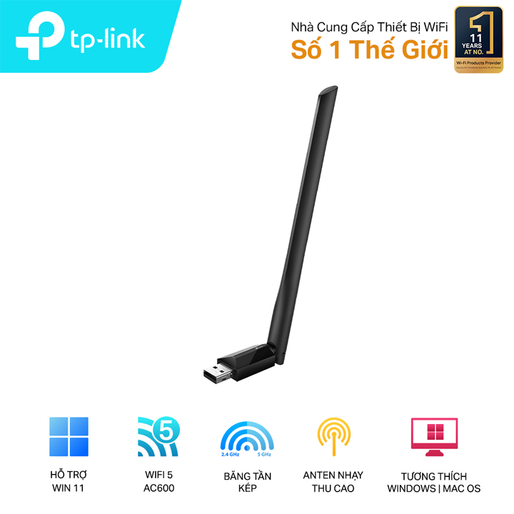 USB Wi-Fi băng tần kép AC600 TP-Link Archer T2U Plus